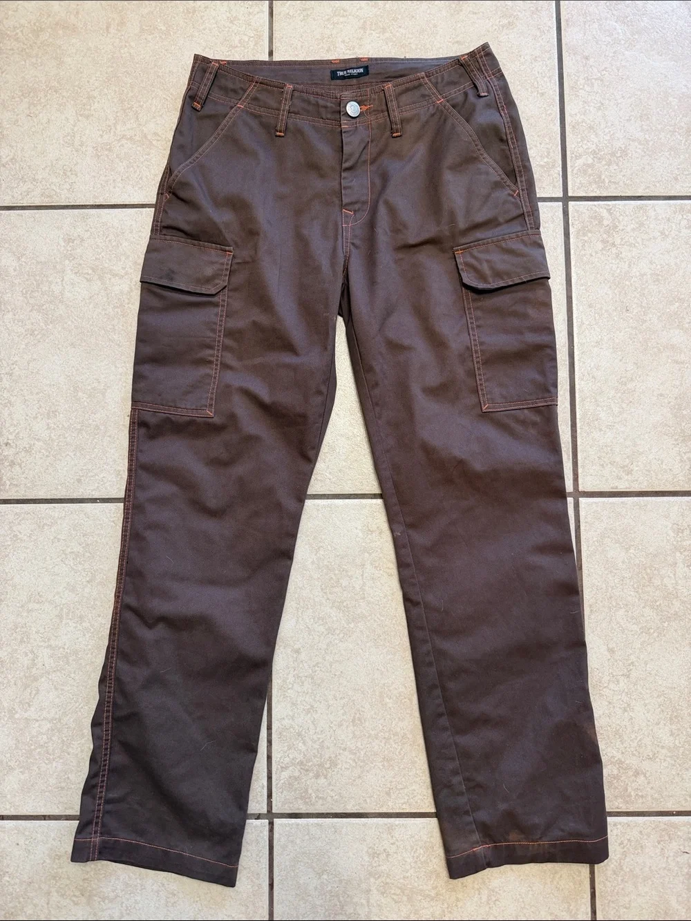 True Religion Brown Cargo Pants Men’s 30 Utility Y2K Streetwear Flap Pocket